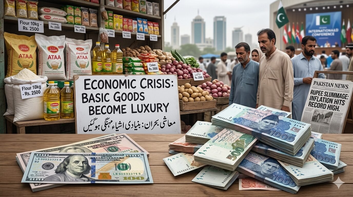 A Few Dollars and a Stack of Pakistani Rupees Depicting Inflation in Pakistan