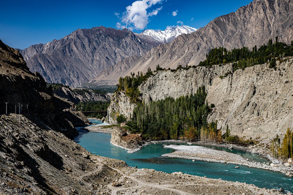 Lake Between Mountains In Hunza Valley