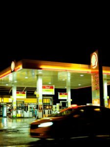 Night View of a Petrol Pump