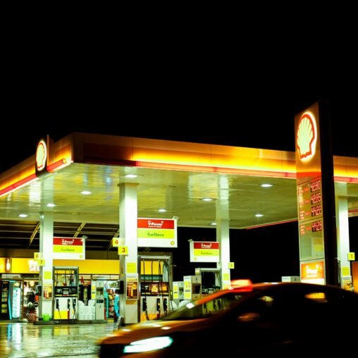 Night View of a Petrol Pump