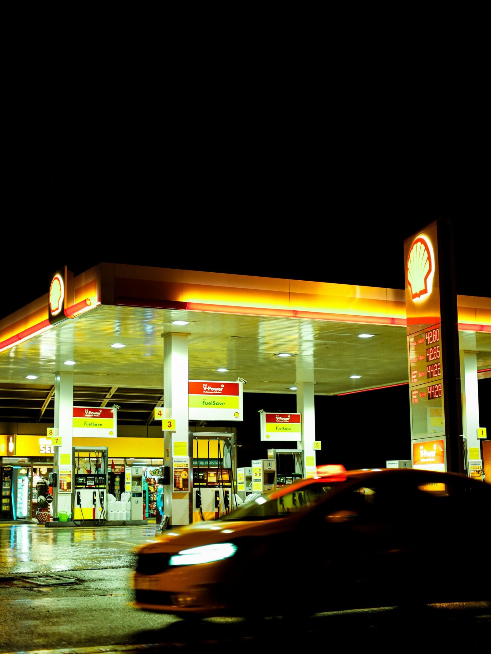 Night View of a Petrol Pump